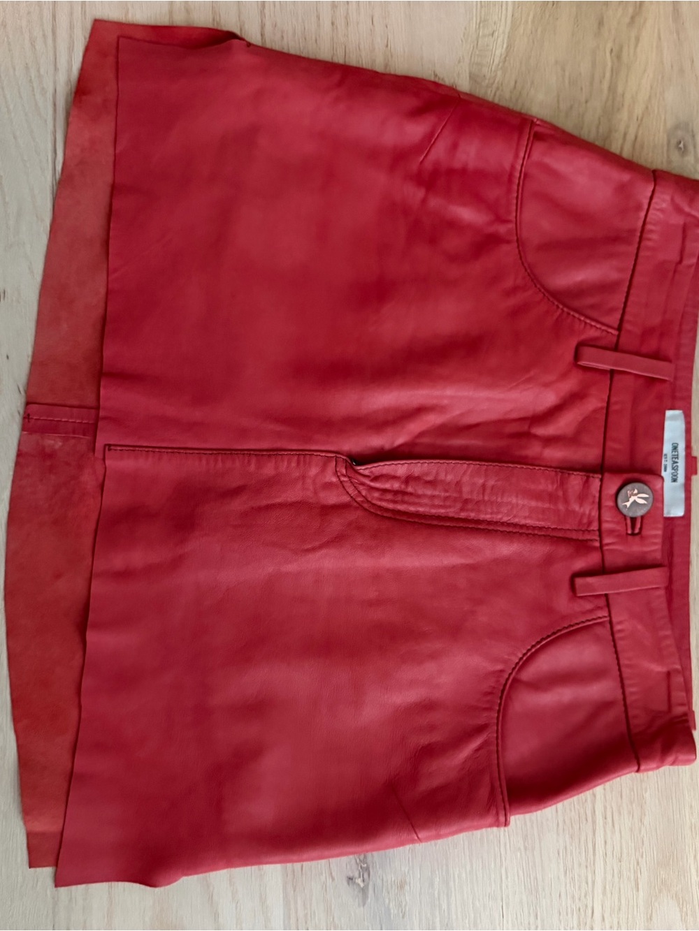 One Teaspoon Red Leather Skort